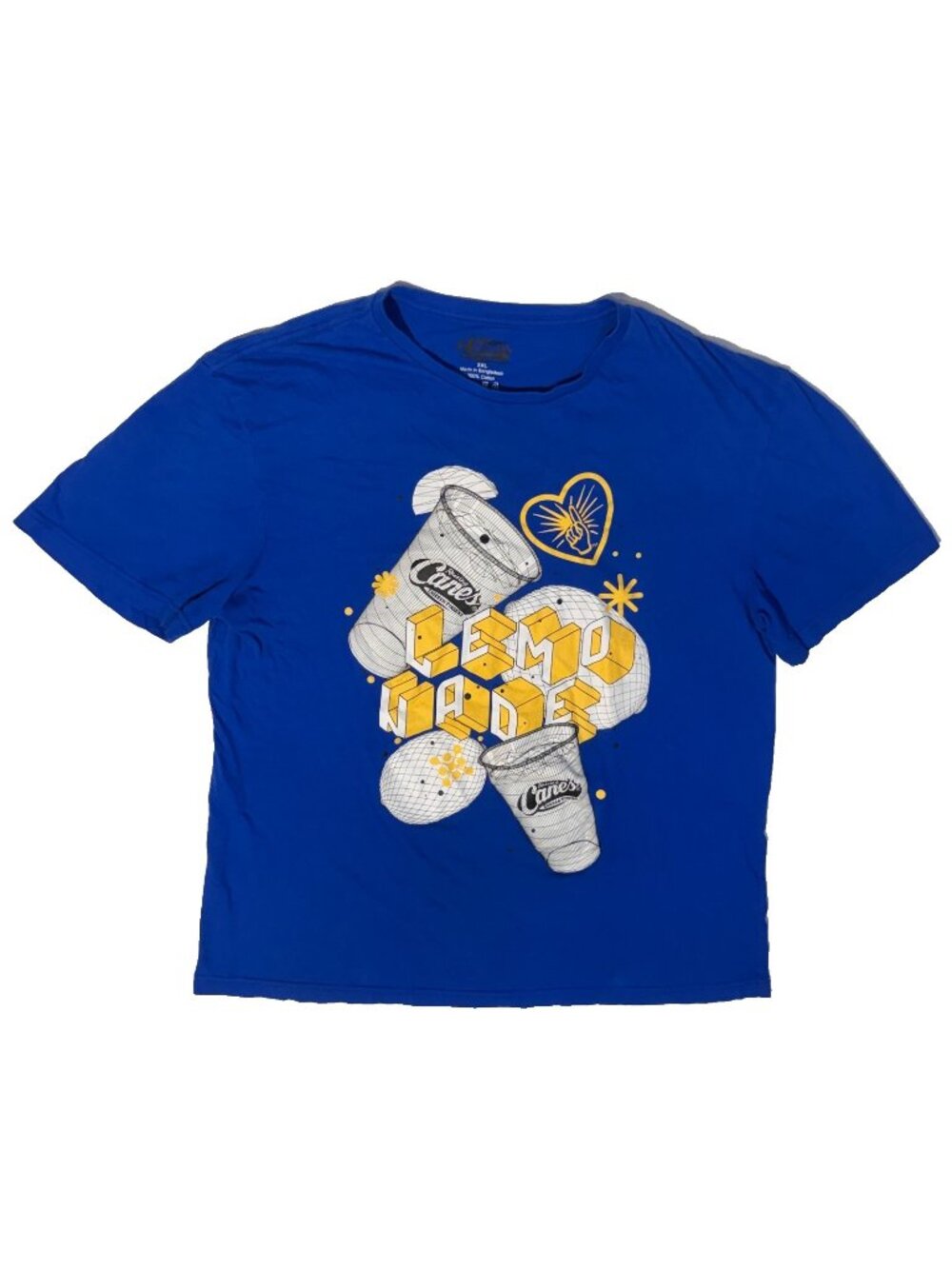 Raising Canes Chicken Fingers Lemonade TShirt Crew Blue Drink Promo 2XL
